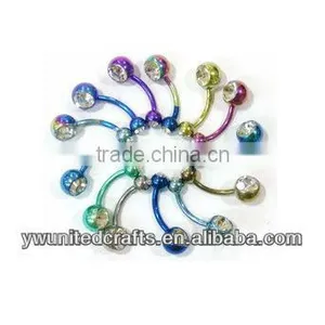 10pcs Titanium G23 Navel Belly Button Bar Ring Crystal Body Piercing Jewelry thumbnail-1