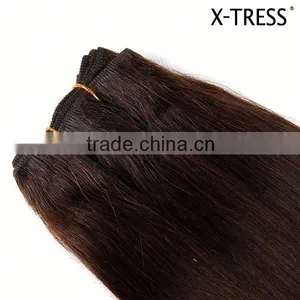 18inch 2# Newest Natural Black Silk Straight Indian Human Hair Double Layer Machine Made Weft Weaving thumbnail-6