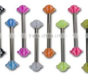 UV Beach Ball UFO Tongue Ring, uv Jewelry,body Jewelry thumbnail-1