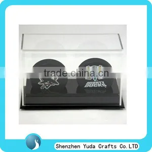 Acrylic Double Hockey Puck Display Box,ice Hockey Puck Display Case thumbnail-1