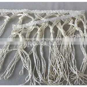Fashion Design Off-white 15.5cm Width Knot Polyester Fringe Trim Wholesale thumbnail-2