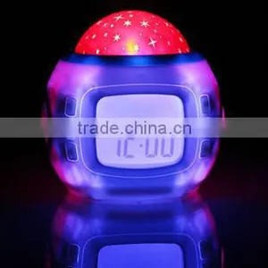 Pretty Decorative Table Desk Digital LED Star Projector Alarm Clock thumbnail-1