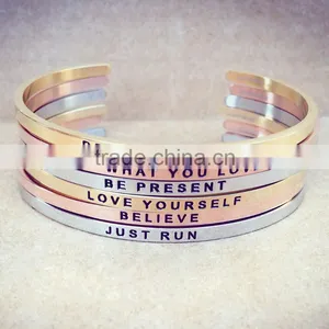 Stainless Steel Rose Gold Plated Engraved Thin Bangle Jewelry thumbnail-1