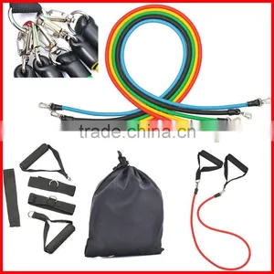 11 PCS Resistance Band Set Yoga Pilates Abs Exercise Fitness Tube Workout Bands thumbnail-1