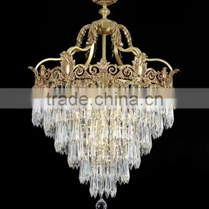 Rococo Style Crystal Bronze Chandelier/ Home Decor Retro Brass Pendant Lamp/ Luxury New Design Ceiling Lamp thumbnail-3