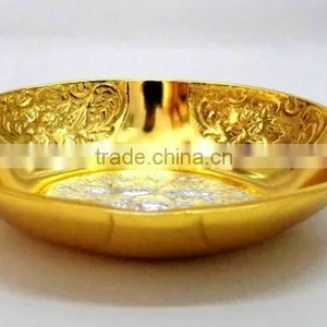 Promotional Gift, Corporate Gift, Beautiful Wedding Gift Gold Plated Brass Bowl Spoon Set thumbnail-6