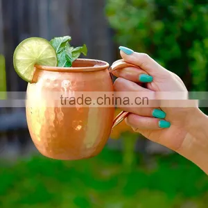 Solid Copper Hammered Moscow Mule Mug 16 Oz With Gift Box thumbnail-3