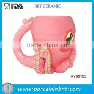 Pink Ceramic 3D Octopus Mug With Tentacle Handle thumbnail-1