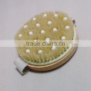 C301-1 Natual Boar Bristle Bath Massage Brush Shower Rubber Massage Brush thumbnail-1
