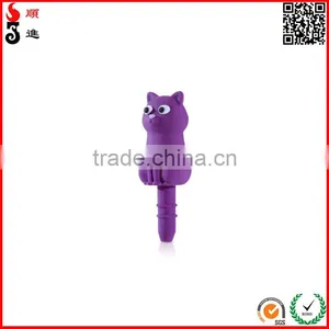 Cute Kitty 3d Shaped Silicone Headsets Jack Dustproof Plug for Mobile Phone thumbnail-1