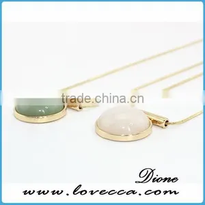 Synthetic Turquoise Gemstone Necklace Jewelry With Gold Plated Chain thumbnail-4