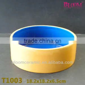 Insulated Yellow Porcelain Dog Food Bowl thumbnail-1