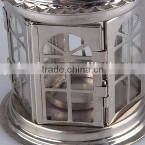 Home Decoration Pavilion Type Candlestick/Portable Iron+Glass Hollow Out Candle Holder thumbnail-6
