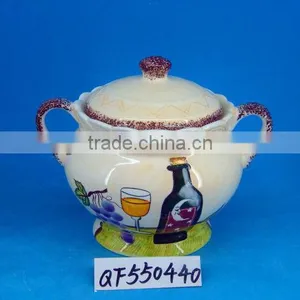 Large Ceramic Kitchen Canister With 2 Handles thumbnail-1