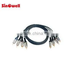 Audio Video Cable 4RCA to 4RCA Plugs Gold Metal Shell thumbnail-1
