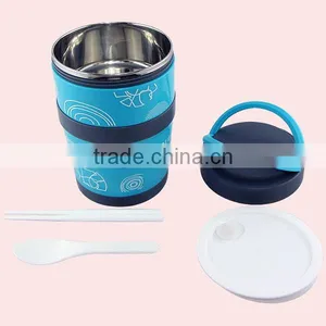 2 Layer Stackable Stainless Steel Dinner Bucket With Cutlery Sets thumbnail-3