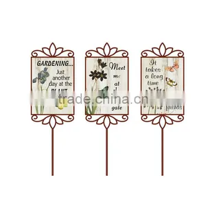 Spring Wood Metal Decorative Word Saying Stakes Garden Ornaments thumbnail-1