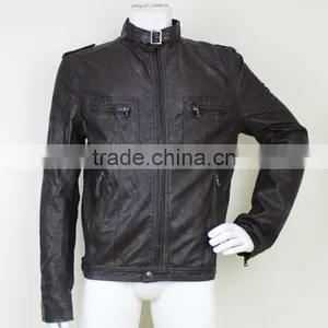 2014 New Fashion Mens Leather Motorcycle Jacket thumbnail-1