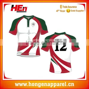 Hongen Apparel Cheap Comfortable Custom Dye Sublimation Printing Authentic Rugby Jerseys thumbnail-1