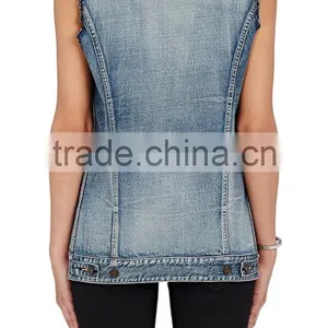 New Arrival Autumn Fashion Design Girls Denim Vest Wholesale thumbnail-3