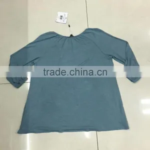 Women Long Sleeve Embroidery Slub Cotton T-shirt thumbnail-6