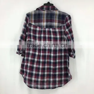 Women Garment Stock Lot High Quality Cotton Plaid Shirt thumbnail-5
