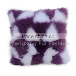 CX-D-33F Home Decoration Pillow Patchwork Real Fox Fur Cushion & Pillow Cover thumbnail-1