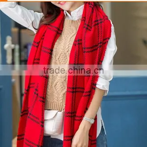 Top Sales Black and Red Plaid Scarf Plaid Pashmina Shawl Scarf thumbnail-3