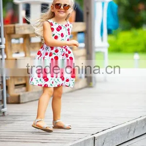Bright Cherry Print Family Outfits Mommy And Baby Matching Mommy And Me Dress Women Girl Frock Dress thumbnail-2