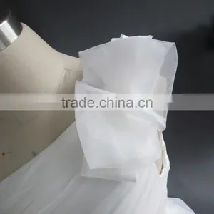 Knee Length One Shoulder Ball Gown Wedding Dress/Chiffon Wedding Dress thumbnail-5
