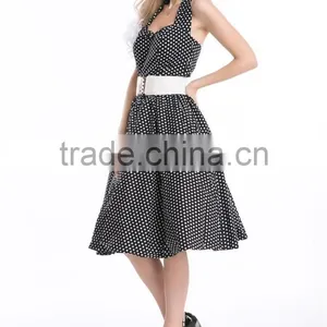 NEW Bestdress Vintage 50s Halter Neck Dress Polka Dots Swing Jive Dress Rockabilly Retro PinUp Dress Uk8-24 thumbnail-3