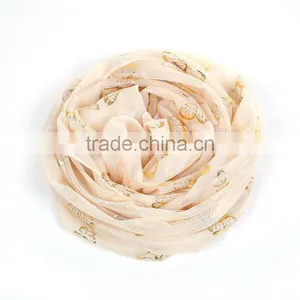 Imitation Silk Scarves & Wraps Rectangle Golden Beige Butterfly Yiwu Scarf thumbnail-1