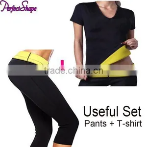 2PCS/LOT WOMEN NEOPRENE BODY SHAPER SET SLIM WAIST PANTS BELT YOGA VEST SHAPERS thumbnail-1