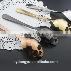 304 Stainless Steel Spoon / Jaxn Gold Plating Skeleton Coffee Honey Tea Spoon and Fork /fancy Dessert Jam Spoon thumbnail-1
