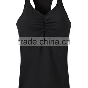 Fitness Apparels Black Plain Tight Fashion Running Shirts Ladies Gym Vest thumbnail-3