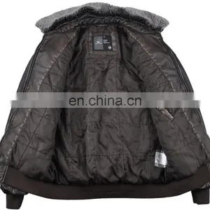 2015 Lastest Fashion Leather Top Grade Fur Collar Coat Men thumbnail-2