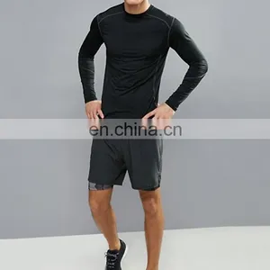 Fancy Stretch Running Sport Black Mens Compression Shirt thumbnail-1