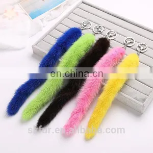 Multicolor and Smooth Real Mink Fur Fairy Tail Keychain thumbnail-4
