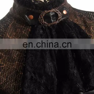Steampunk Blouse With Jabot Laced See-through Bust Detail and Open Back thumbnail-3