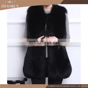 High Quality Fancy Color Fur Vest Midum Long Fox Fur Vest With Multi Color thumbnail-2