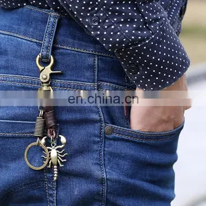 Factory Price Brass Metal Buckle Leather Braided Alloy Scorpion Pendant Keychain thumbnail-1