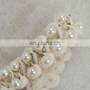 White Lace Peal Beaded Mesh Decorative Lace Trimming thumbnail-6