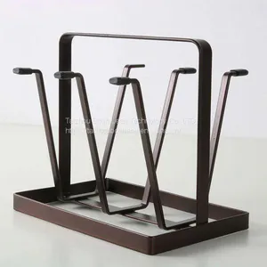 New Iron Metal Craft Japanese Upside-down Cup Drain Rack Glass Hanger Shelf Container Cup Drying Holder Kitchen Accessories thumbnail-1