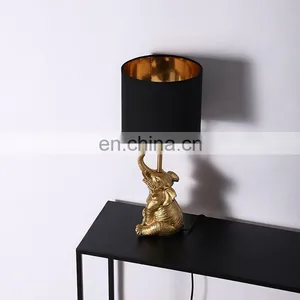New -arrival Nordic Style Modern Golden Elephant Shape Design Deck Light Home Decor Bedside Resin Table Lamps thumbnail-2