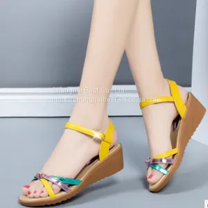 Fashion Casual High Heel Waterproof Platform Color Matching Open Toe Slope Heel Sandals thumbnail-1