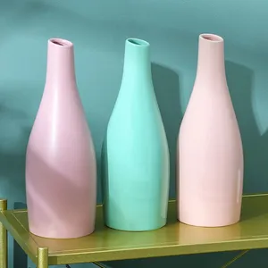 Purple Green Pink Small Fresh Nordic Style Irregular Abstract Ceramic Vase, Table Decoration Decor thumbnail-3