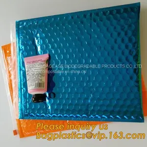 Rainbow Holographic Cosmetic Laser Slider Ziplockk Esd Bubble Bag Bubble Packaging Wrap Cosmetic Pouch Slider Bubble Bag thumbnail-5