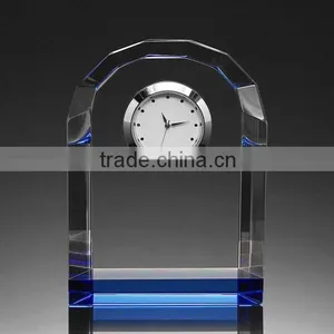 Round Top Blank Crystal Clock Mini Table Clock k9 Crystal Clock thumbnail-1