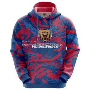 Customized Sublimation Red and Blue Hoodie With Fashionable Style thumbnail-1