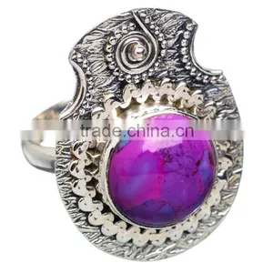 COPPER TURQUOISE RING 925 SOLID STERLING,SILVER EXPORTER,STERLING SILVER JEWELRY,SILVER RING,WHOLESALE SILVER JEWELRY thumbnail-1